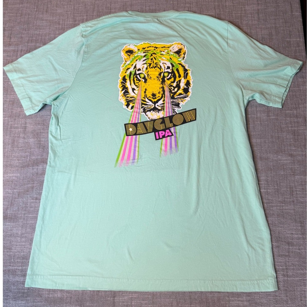 Elysian Brewing Dayglow IPA Tiger Graphic T-Shirt Mens XL Mint Green Cotton Tee